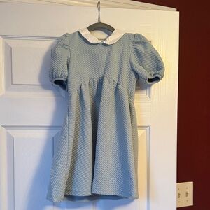 Janie and Jack Blue Quilted Dress with White Peter Pan Collar